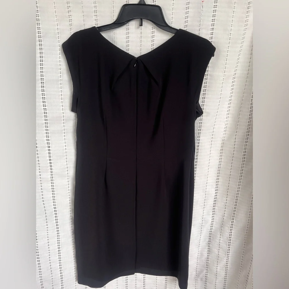 Tahari ASL Black Sheath Midi Dress Size 10P EUC - Picture 5 of 13